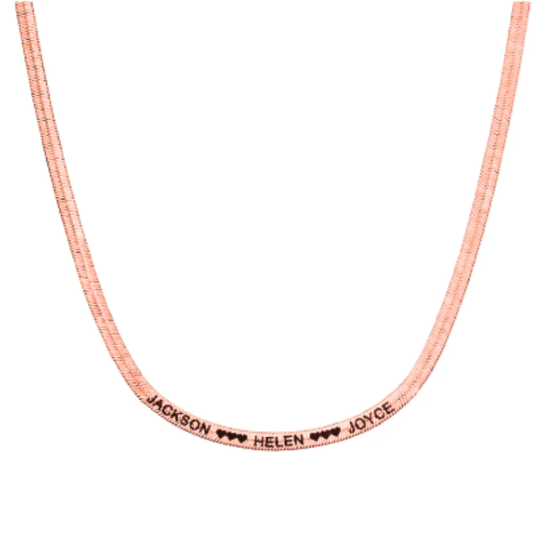Custom Name Snake Chain Necklace - Personalized Letter & Date Engraving