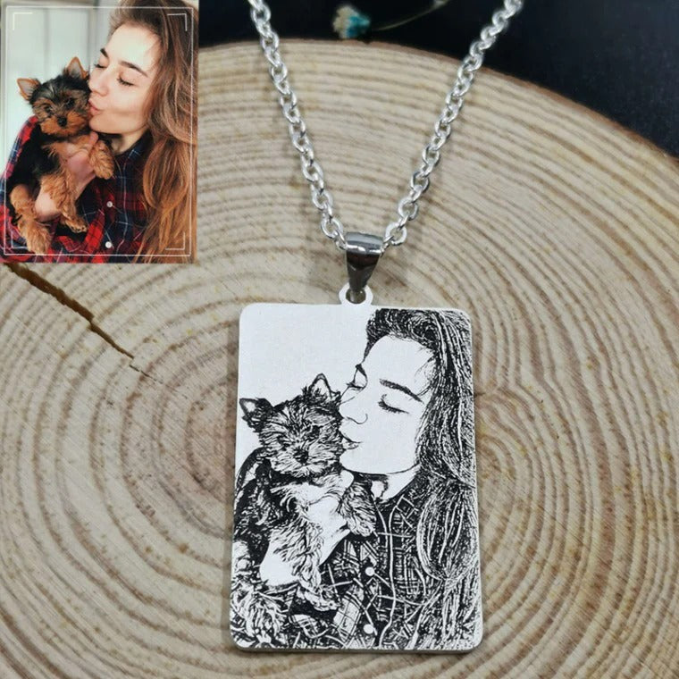 Custom Personalized Rectangle Photo Necklace