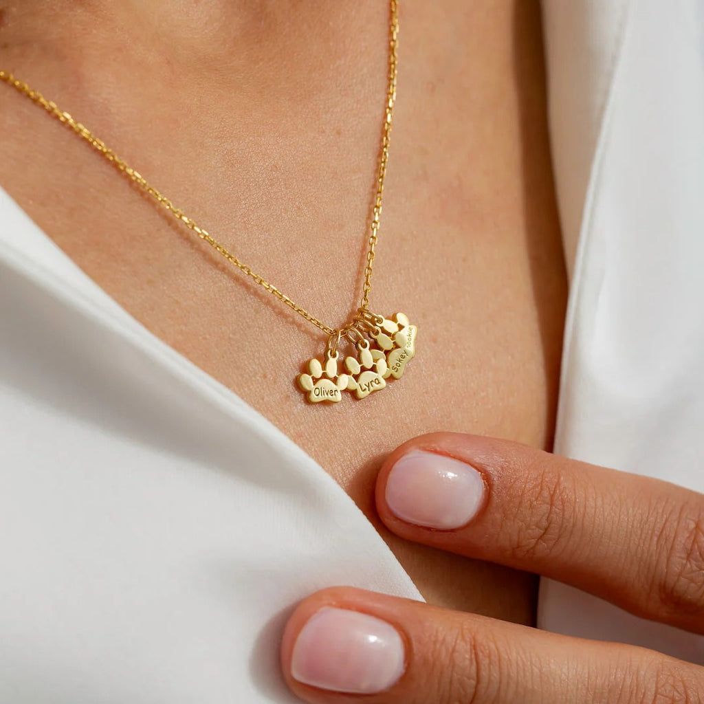 Custom Pet Paw Print Necklace | Engraved Stainless Steel Memorial Jewelry