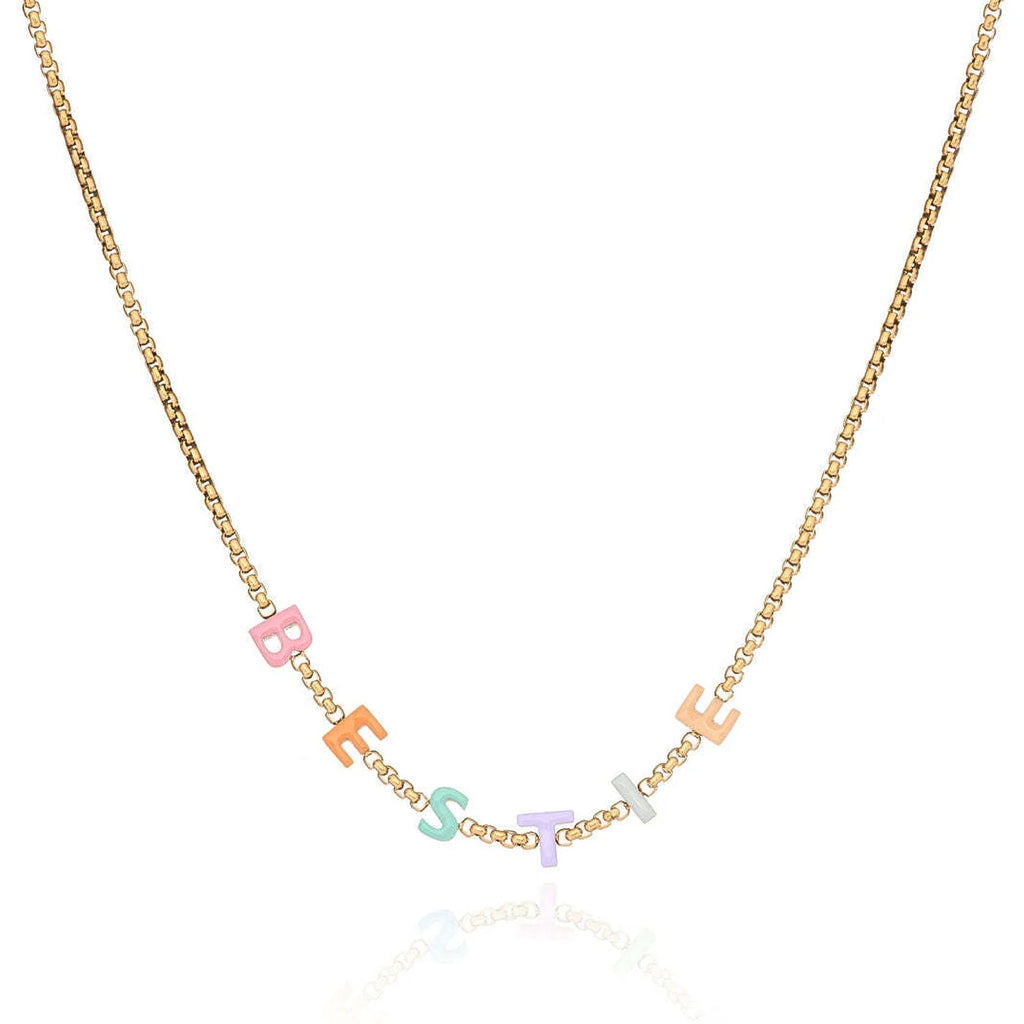 Custom Silver Enamel Name Necklace