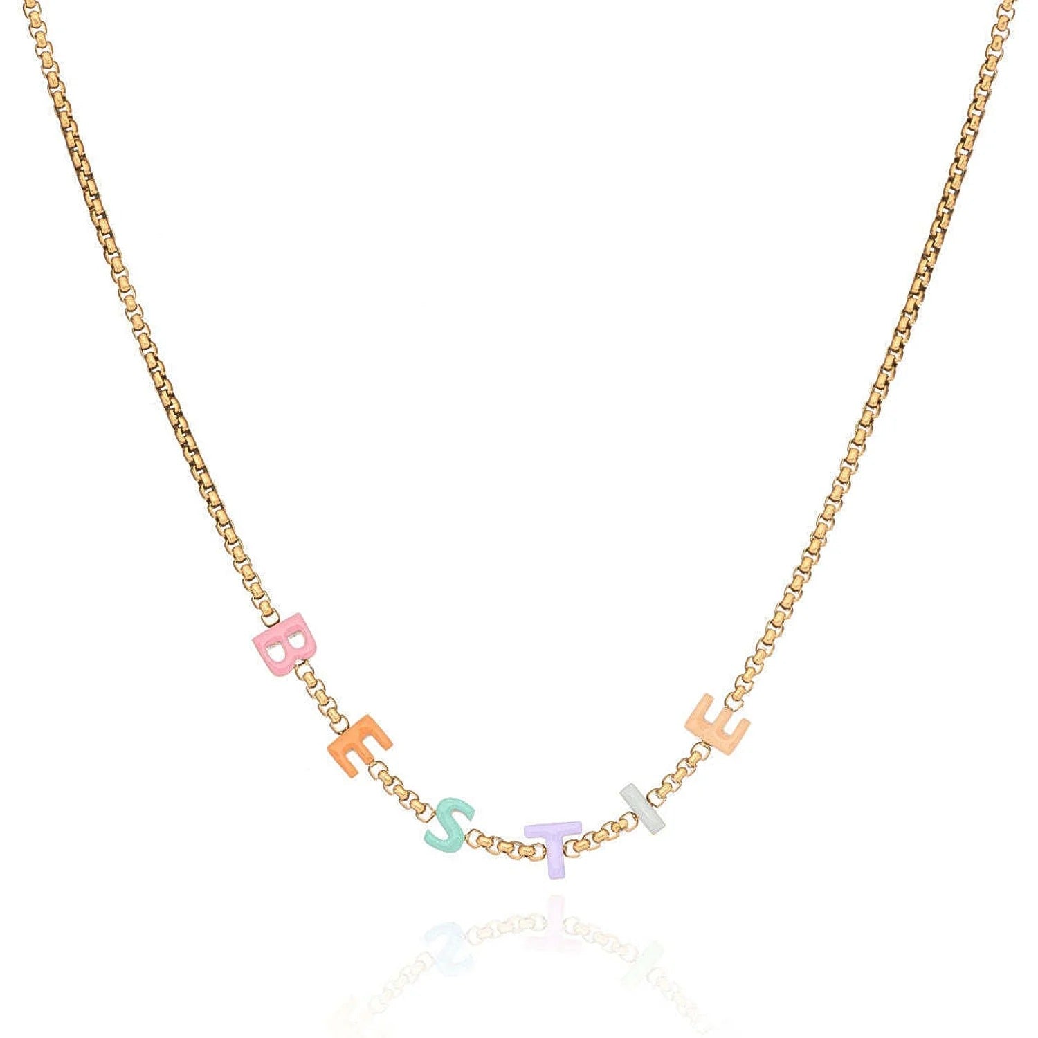 Custom Silver Enamel Name Necklace