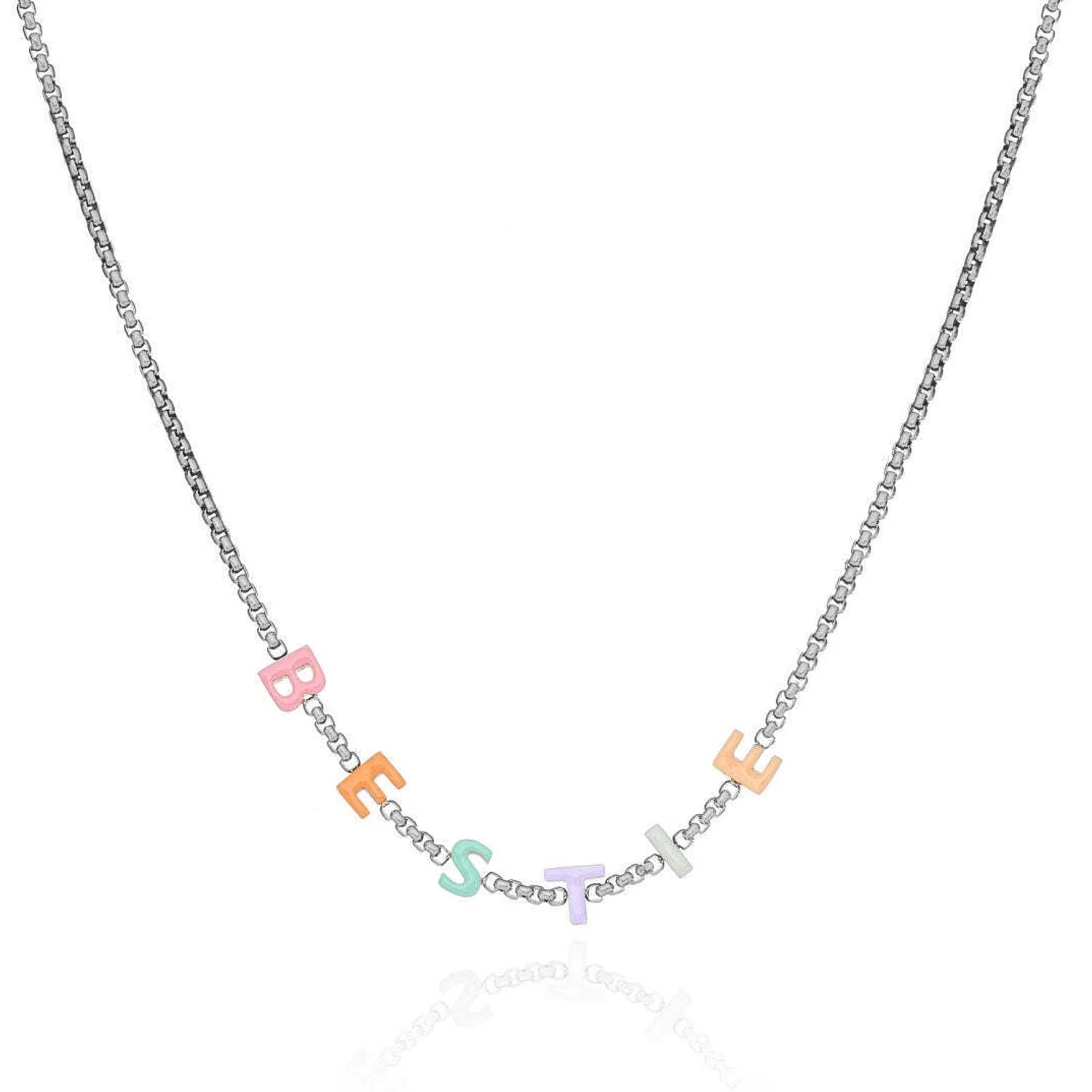 Custom Silver Enamel Name Necklace