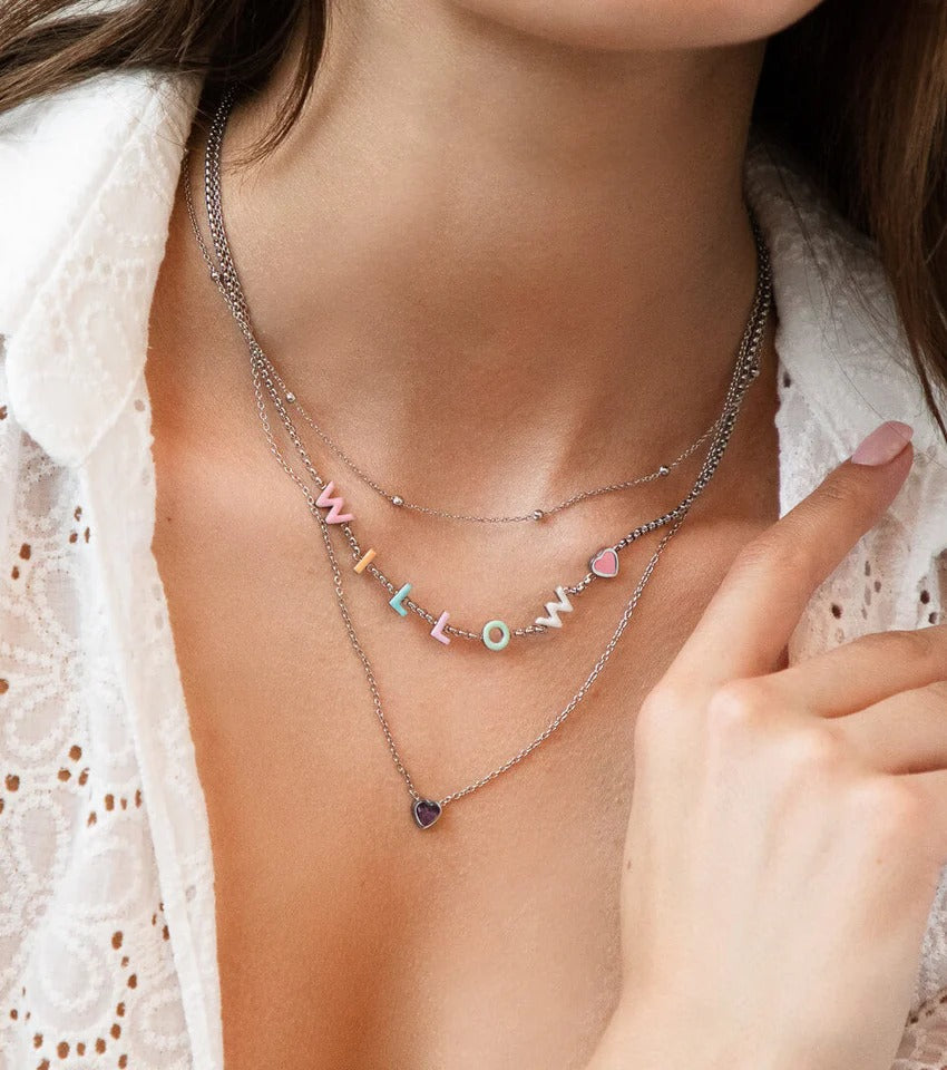 Custom Silver Enamel Name Necklace