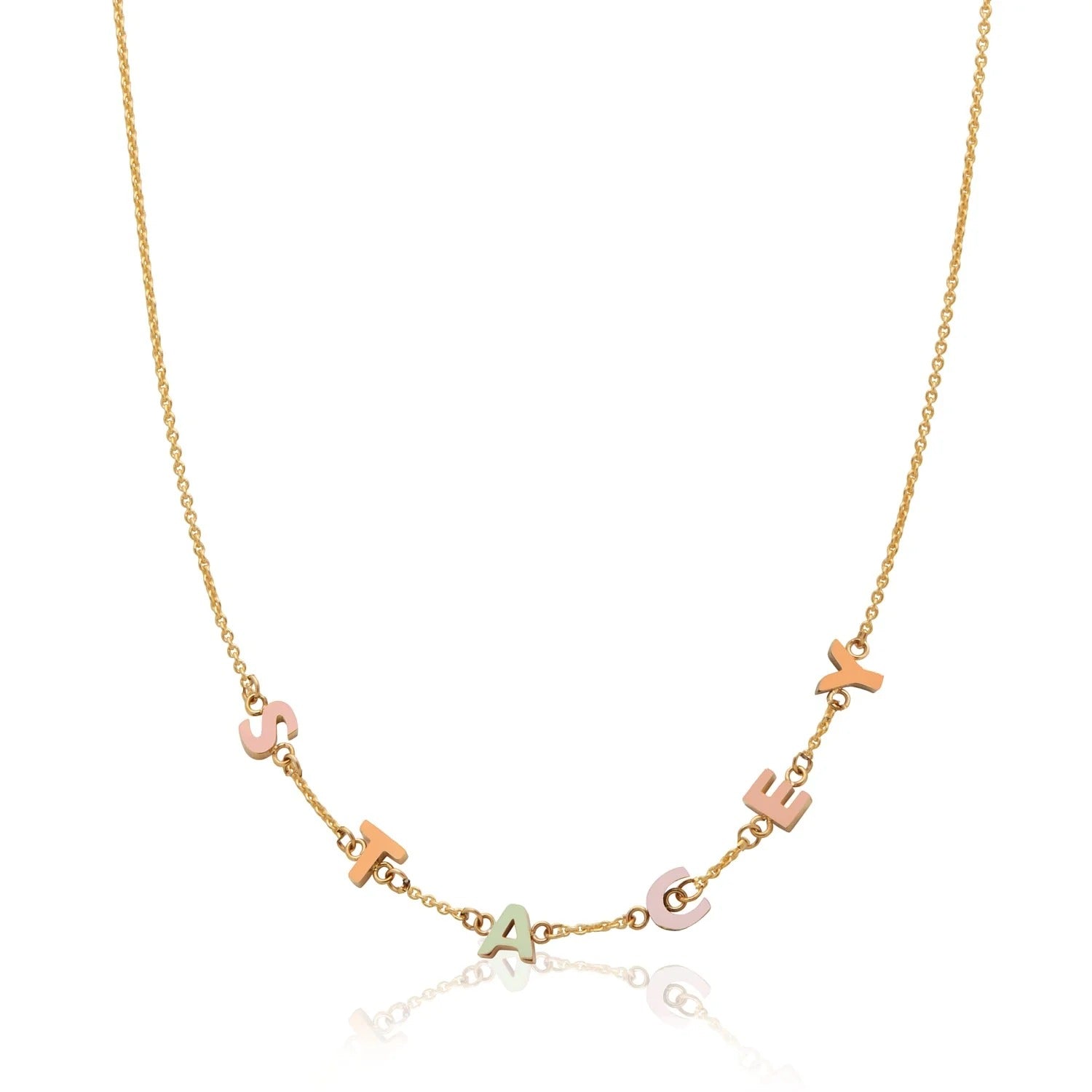 Custom Silver Enamel Name Necklace