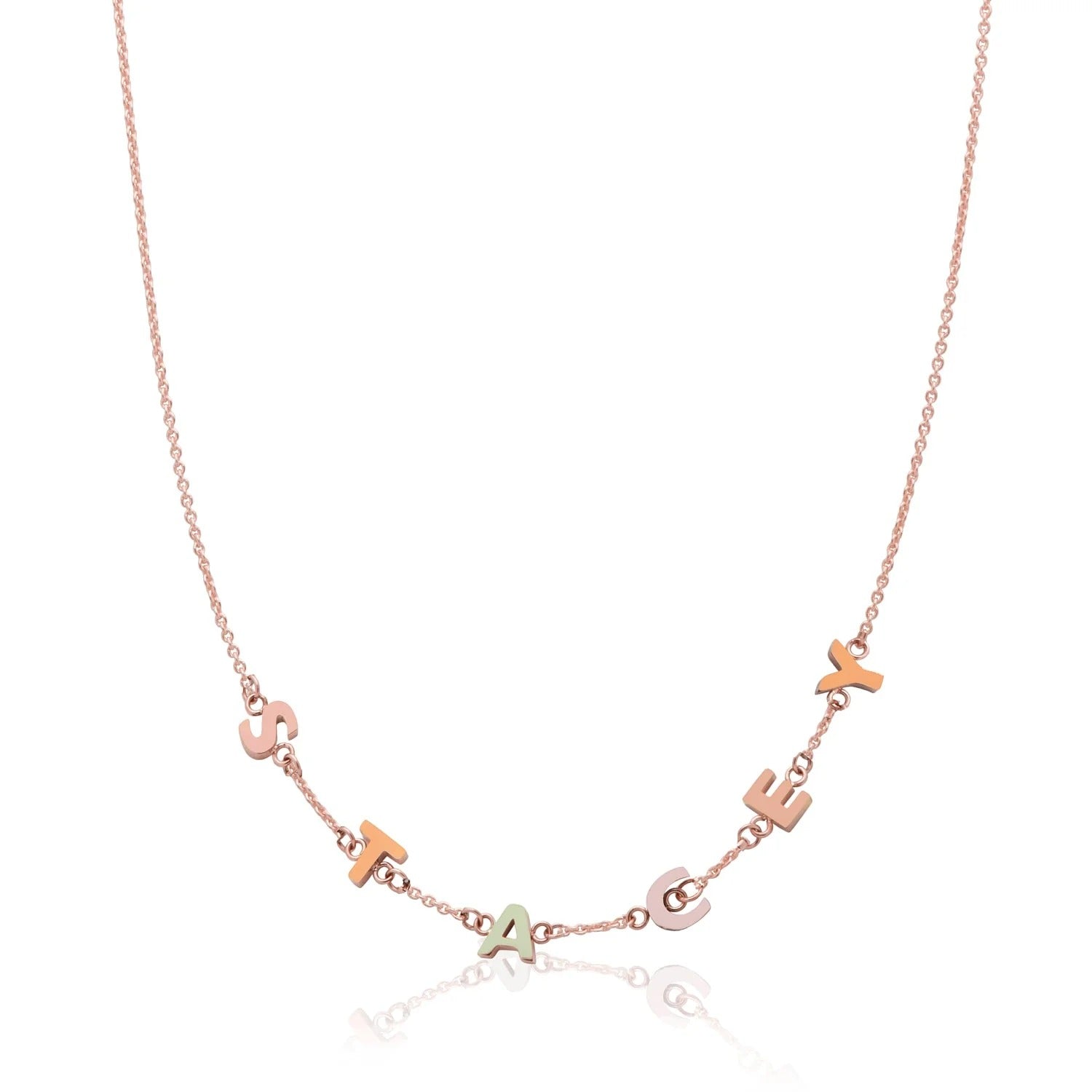 Custom Silver Enamel Name Necklace