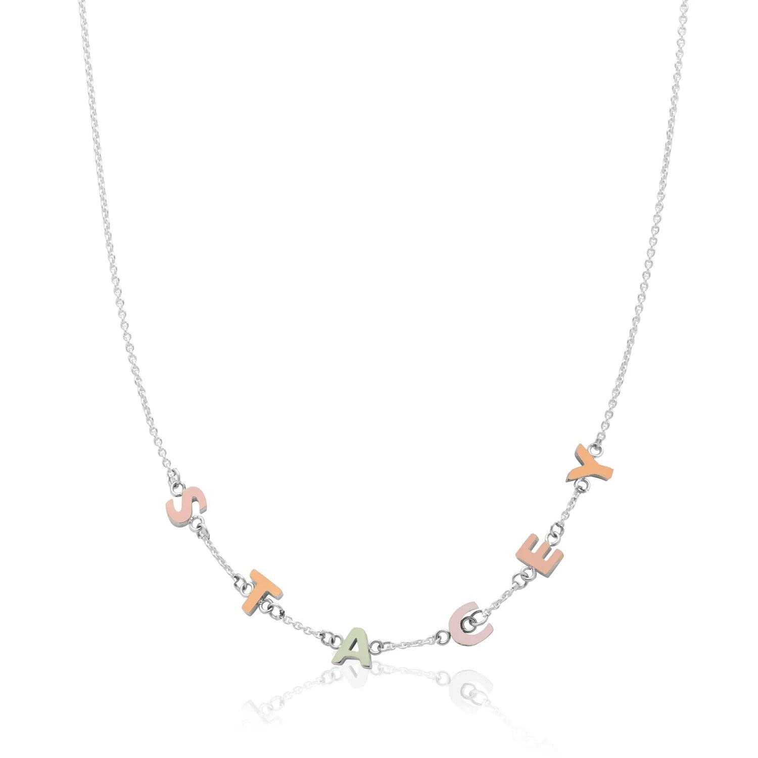 Custom Silver Enamel Name Necklace