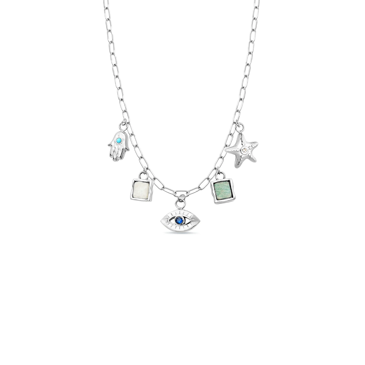 Custom Silver Ocean Charm Necklace