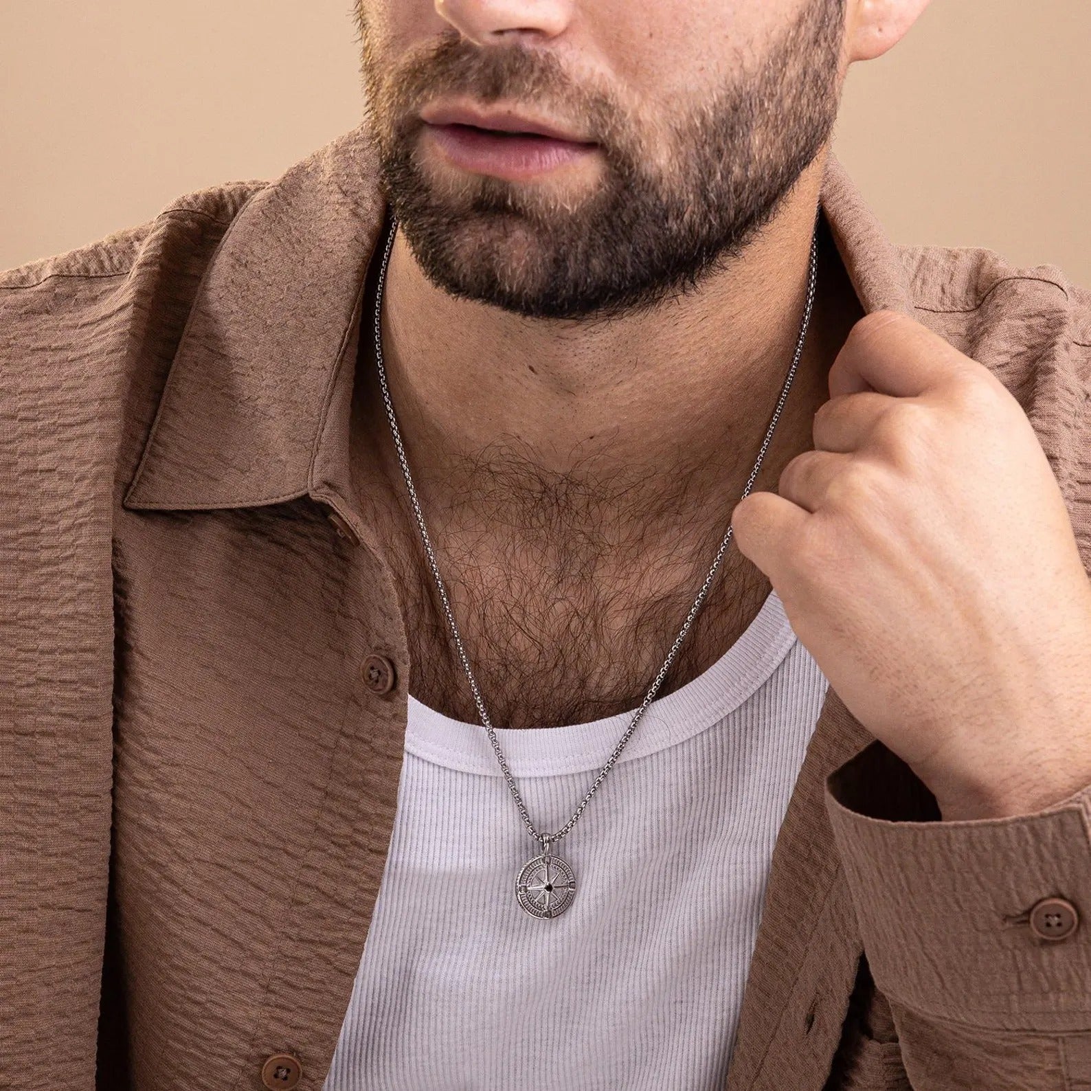 Customized Men's Compass Necklace
