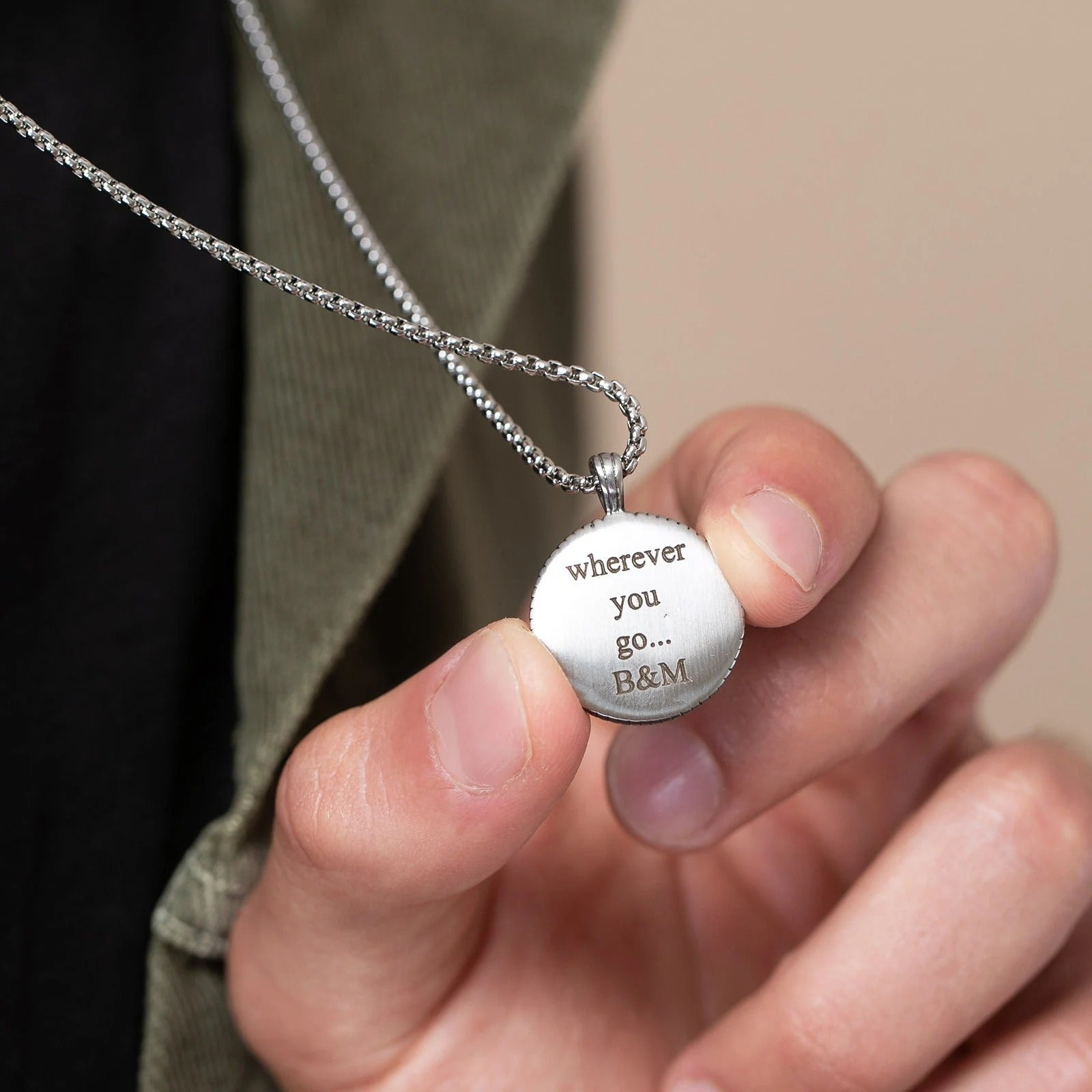 Customized Men's Compass Necklace