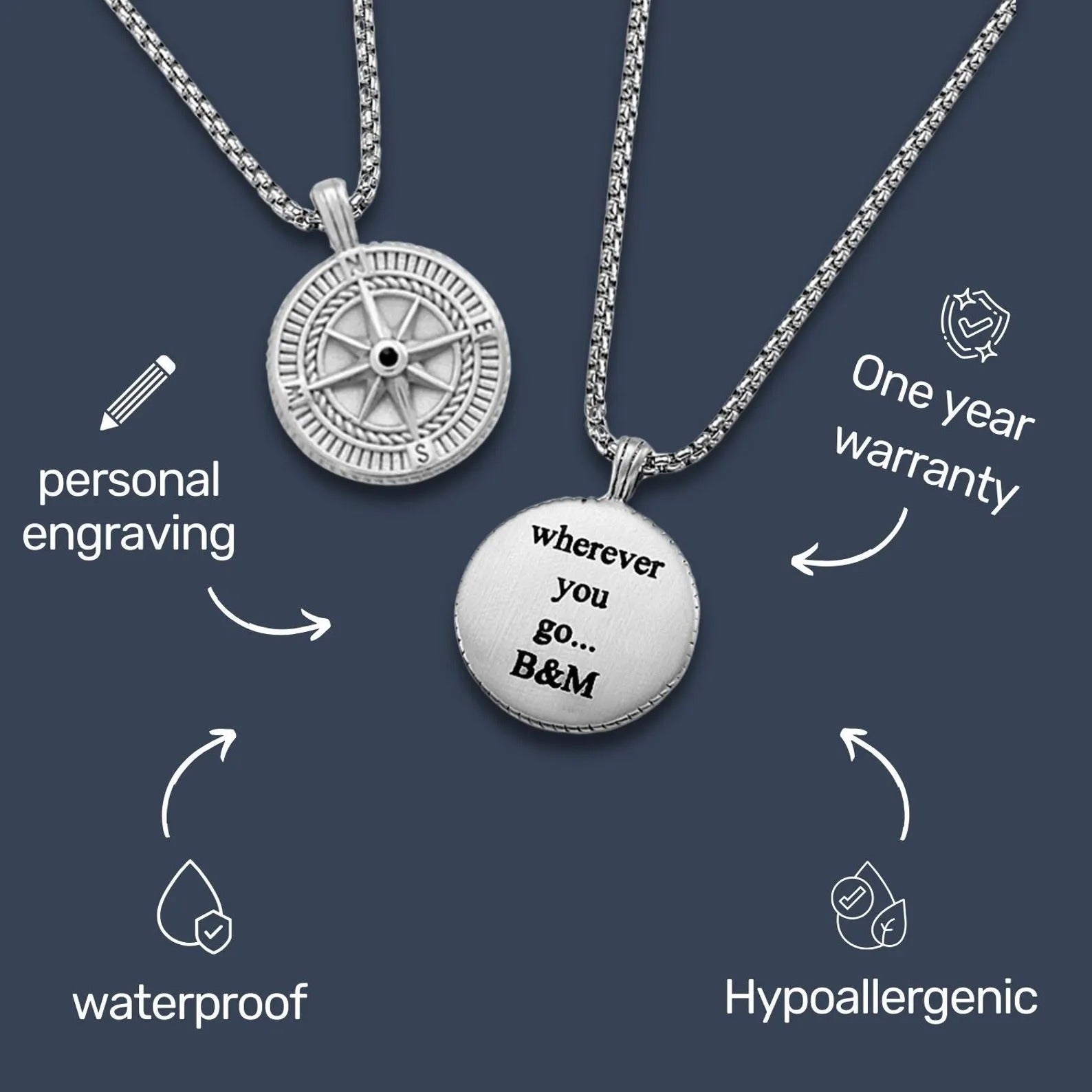 Customized Men's Compass Necklace