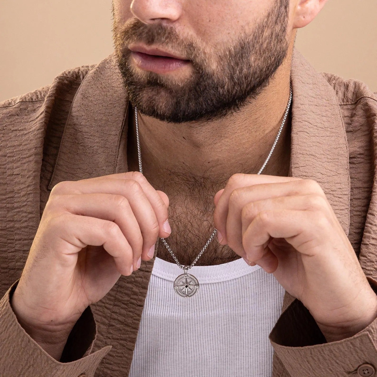 Customized Men's Compass Necklace