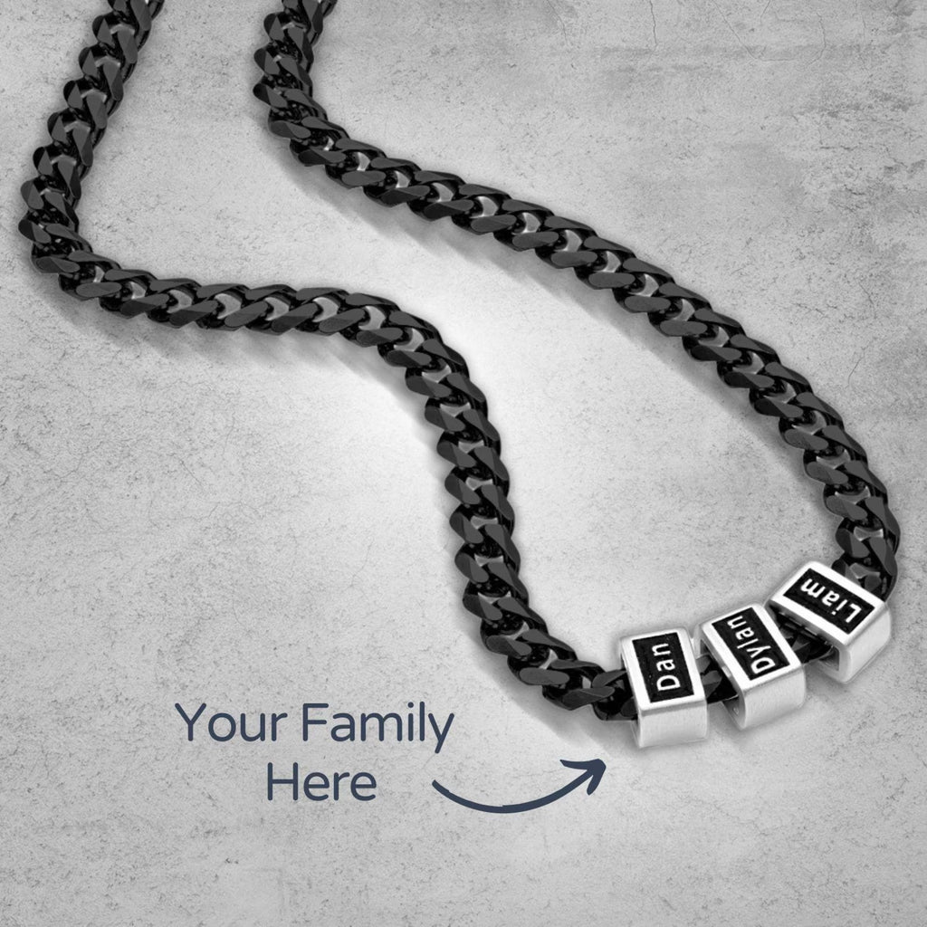 Daddy's Custom Necklace - Engraved Family Name Jewelry with Kids' Names