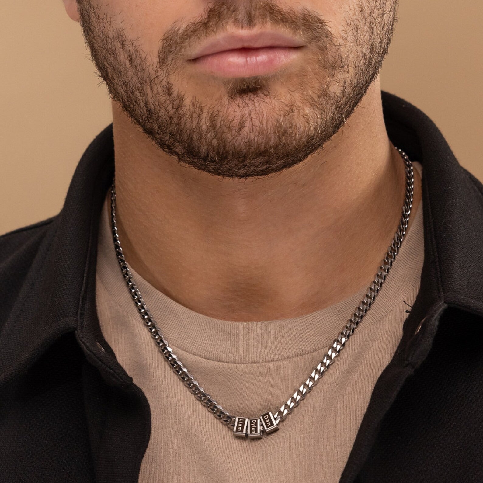 Daddy's Custom Necklace - Engraved Family Name Jewelry with Kids' Names