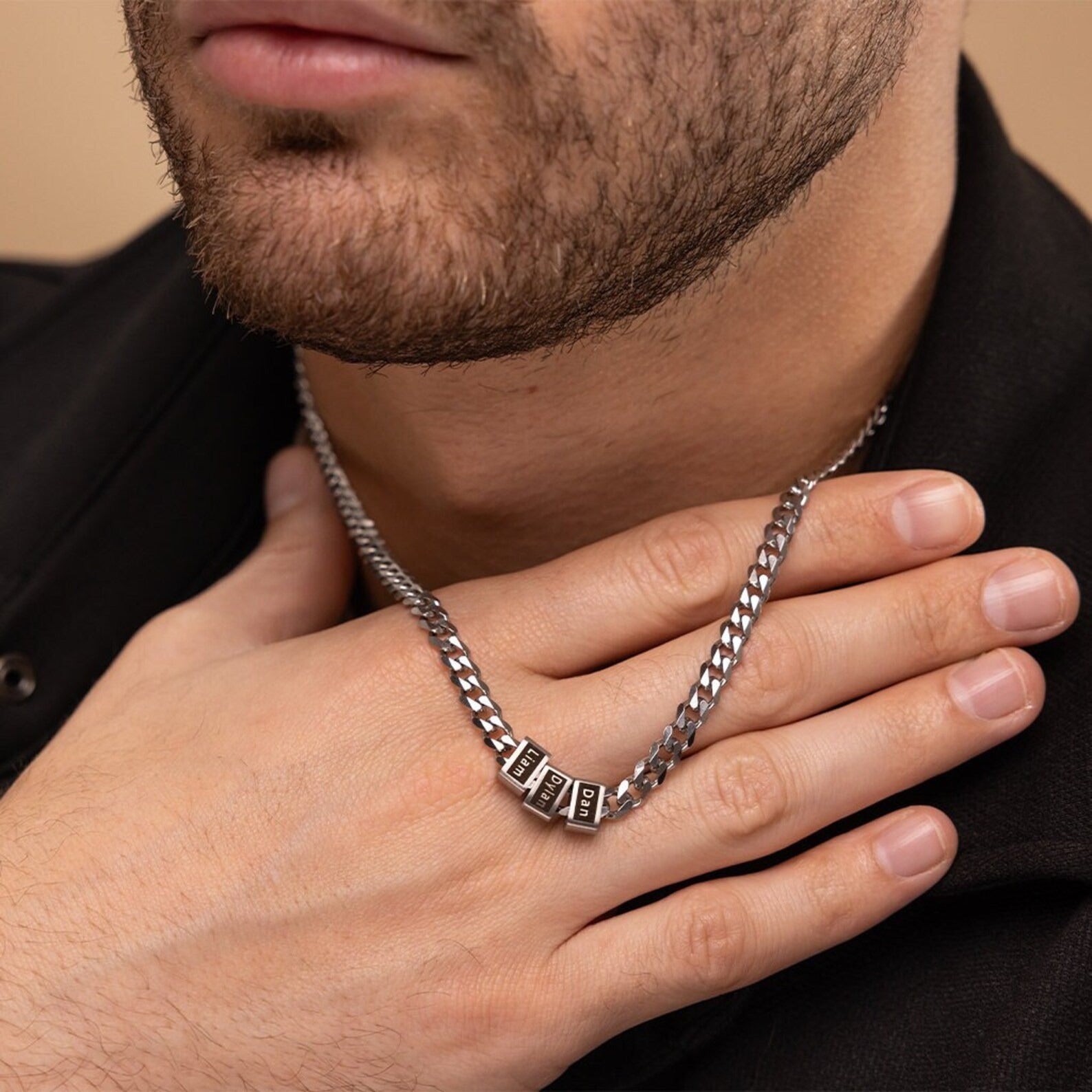 Daddy's Custom Necklace - Engraved Family Name Jewelry with Kids' Names