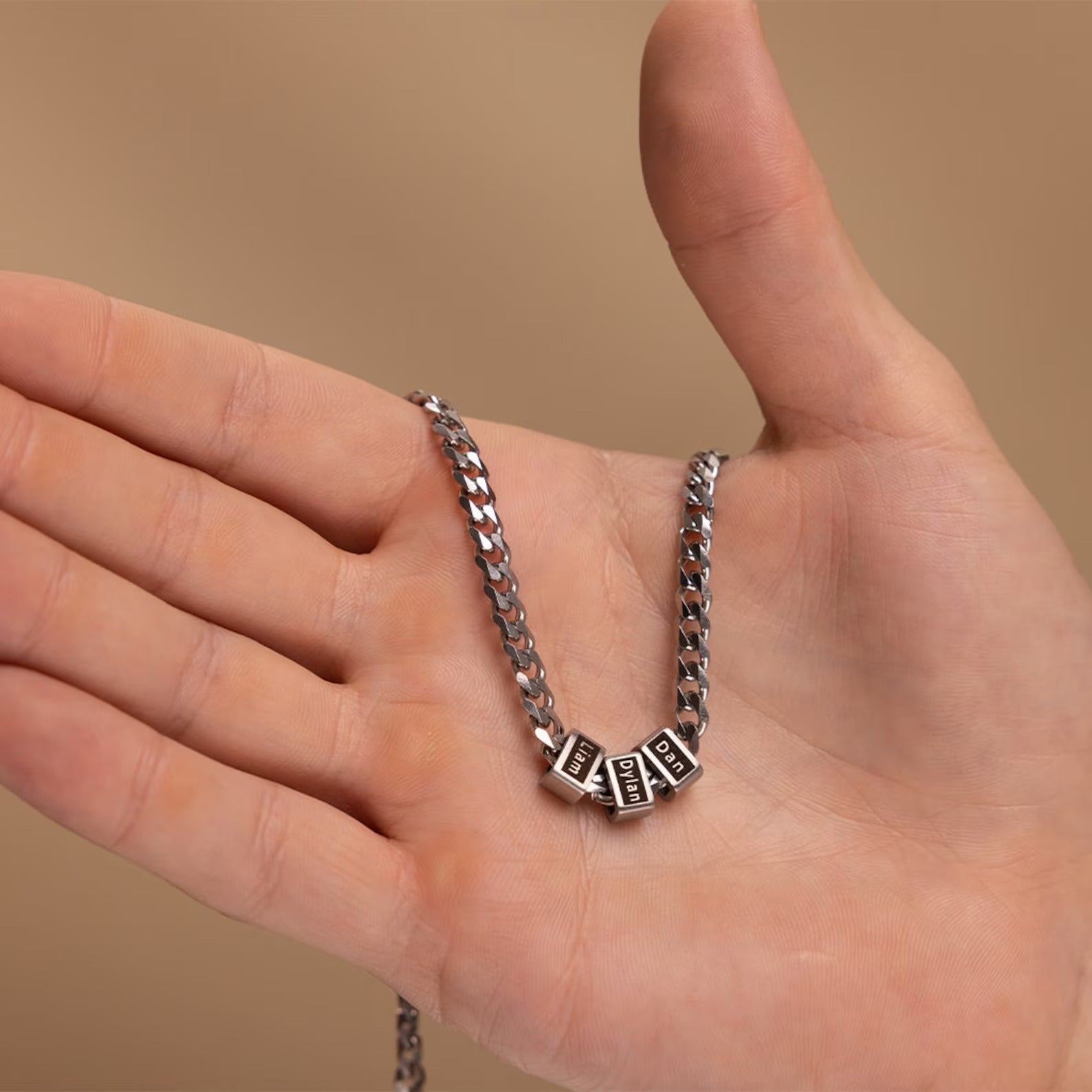 Daddy's Custom Necklace - Engraved Family Name Jewelry with Kids' Names