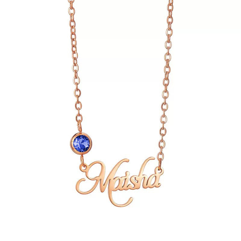 December Birthstone Name Necklace | Stainless Steel Letter Pendant | Personalized Jewelry