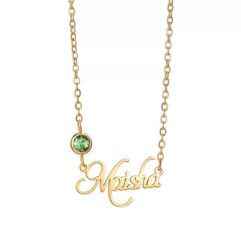 December Birthstone Name Necklace | Stainless Steel Letter Pendant | Personalized Jewelry