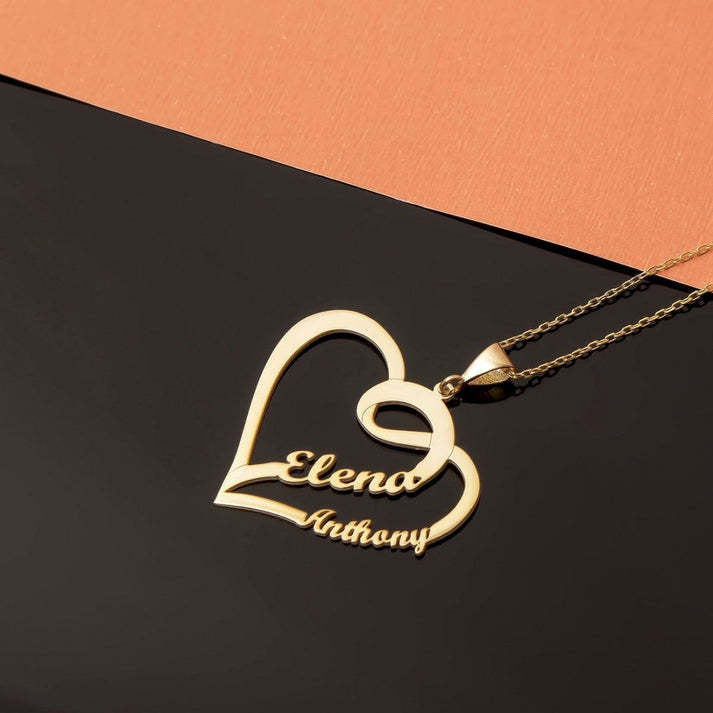 Double Name Heart Necklace | DIY Stainless Steel Jewelry for Special Occasions