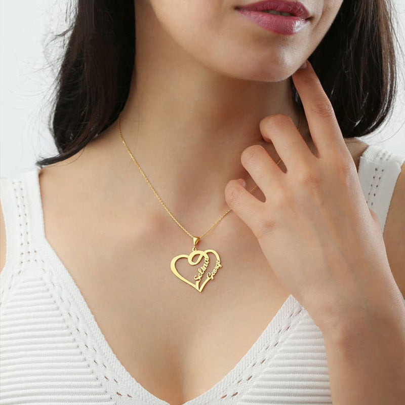 Double Name Heart Necklace | DIY Stainless Steel Jewelry for Special Occasions