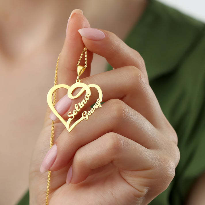 Double Name Heart Necklace | DIY Stainless Steel Jewelry for Special Occasions