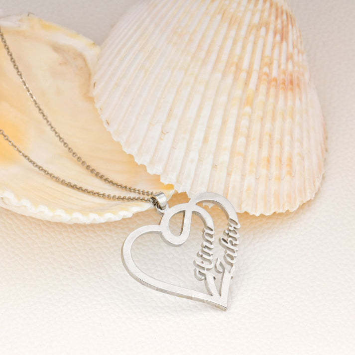 Double Name Heart Necklace | DIY Stainless Steel Jewelry for Special Occasions