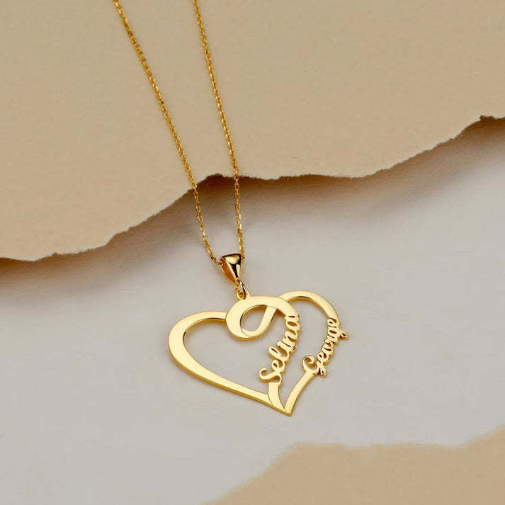 Double Name Heart Necklace | DIY Stainless Steel Jewelry for Special Occasions