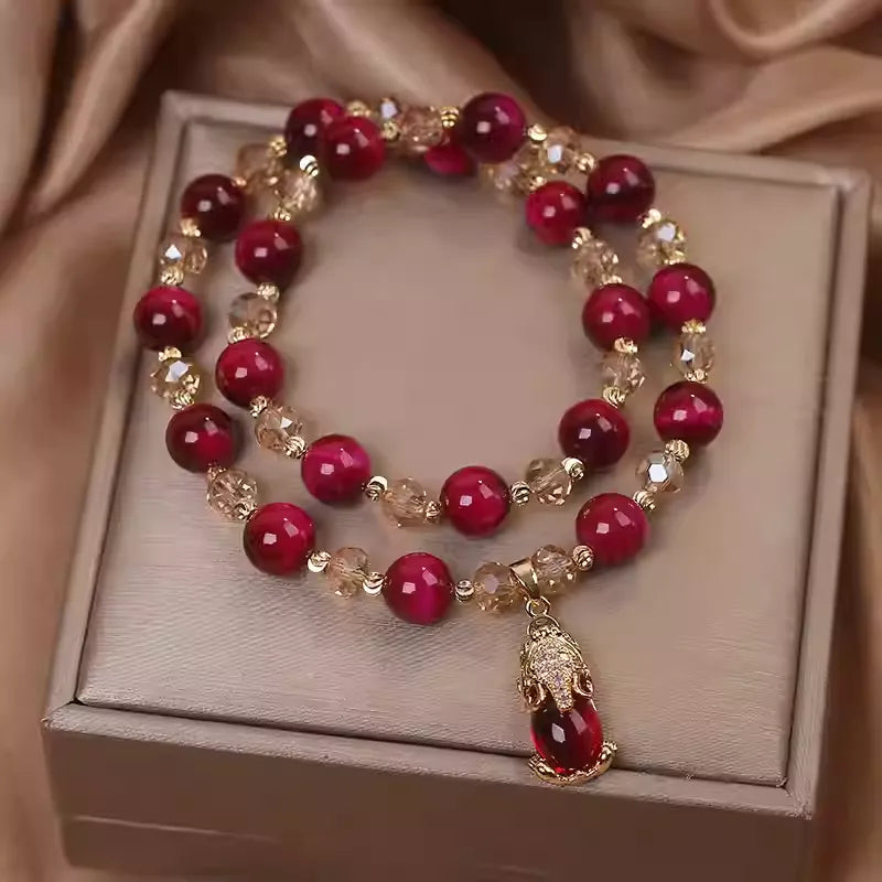 Double Tiger’s Eye Pixiu Bracelet, 'Fortune Magne'