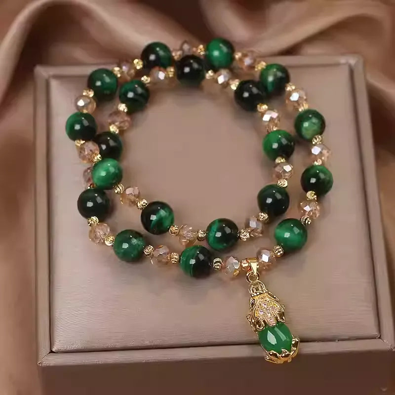 Double Tiger’s Eye Pixiu Bracelet, 'Fortune Magne'