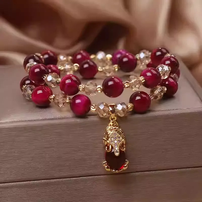 Double Tiger’s Eye Pixiu Bracelet, 'Fortune Magne'