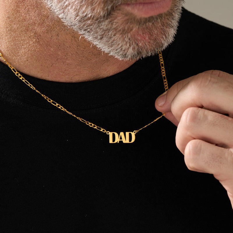 Father's Day Gift - Men's Stainless Steel Necklace with "DAD" Letter Pendant - Customizable