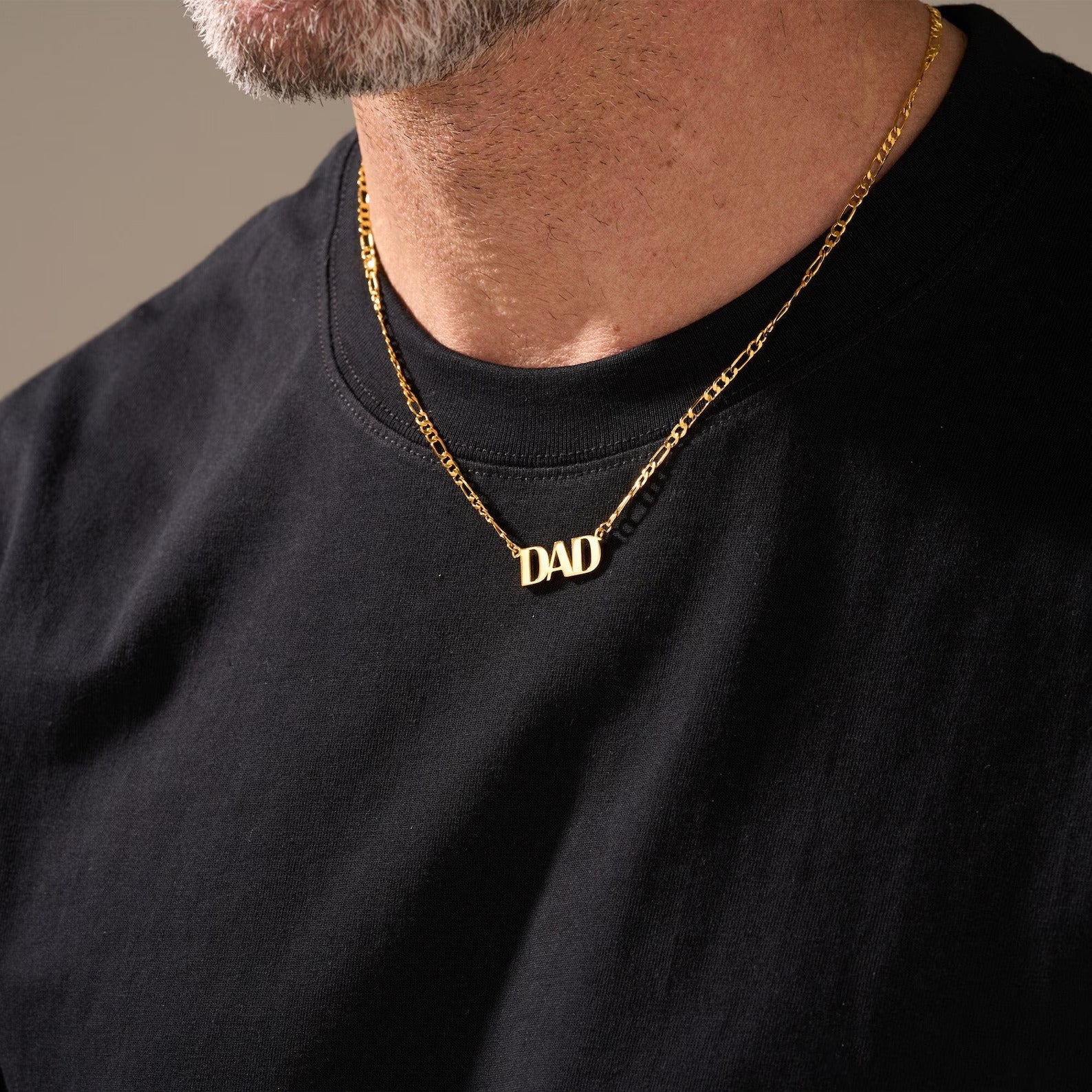 Father's Day Gift - Men's Stainless Steel Necklace with "DAD" Letter Pendant - Customizable