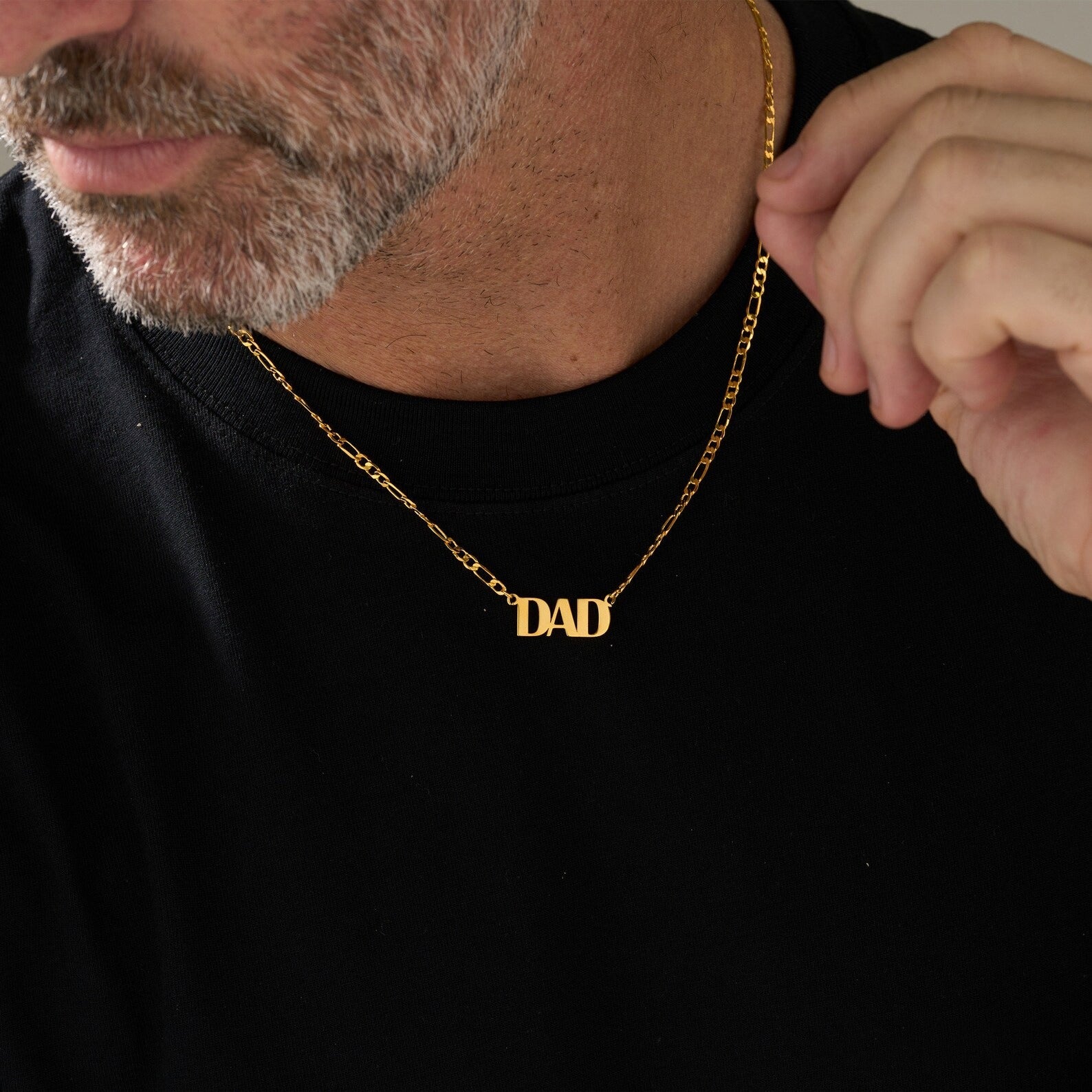 Father's Day Gift - Men's Stainless Steel Necklace with "DAD" Letter Pendant - Customizable