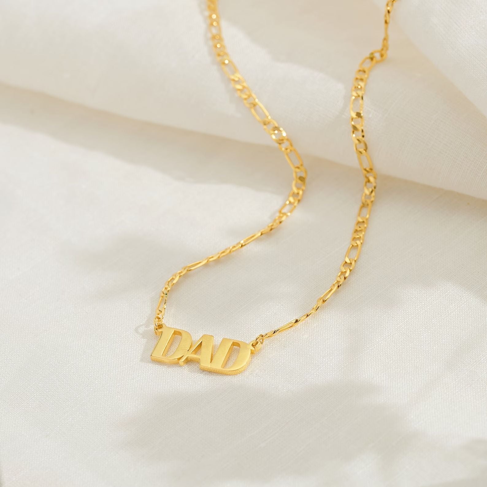 Father's Day Gift - Men's Stainless Steel Necklace with "DAD" Letter Pendant - Customizable