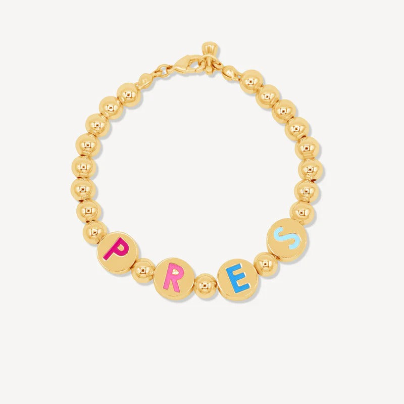 Custom Initial Gold Bead Bracelet | Minimalist Personalized Jewelry