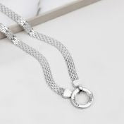 Mantra Circle Milanese Chain Name Necklace [Sterling Silver]