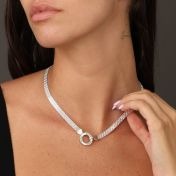 Mantra Circle Milanese Chain Name Necklace [Sterling Silver]