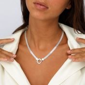 Mantra Circle Milanese Chain Name Necklace [Sterling Silver]