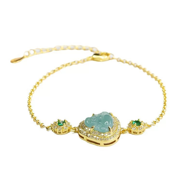 Jade Buddha Bracelet, 'Eternal Harmony'