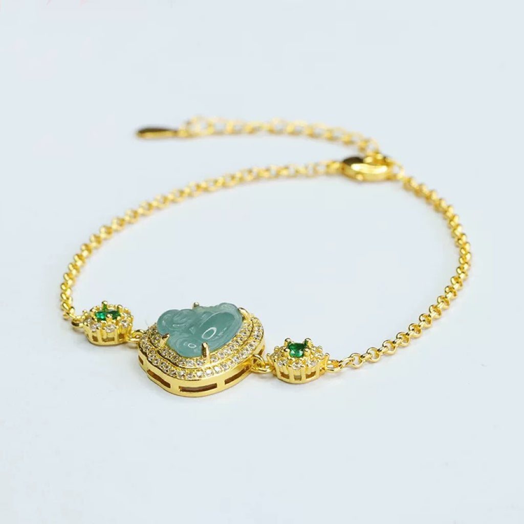 Jade Buddha Bracelet, 'Eternal Harmony'