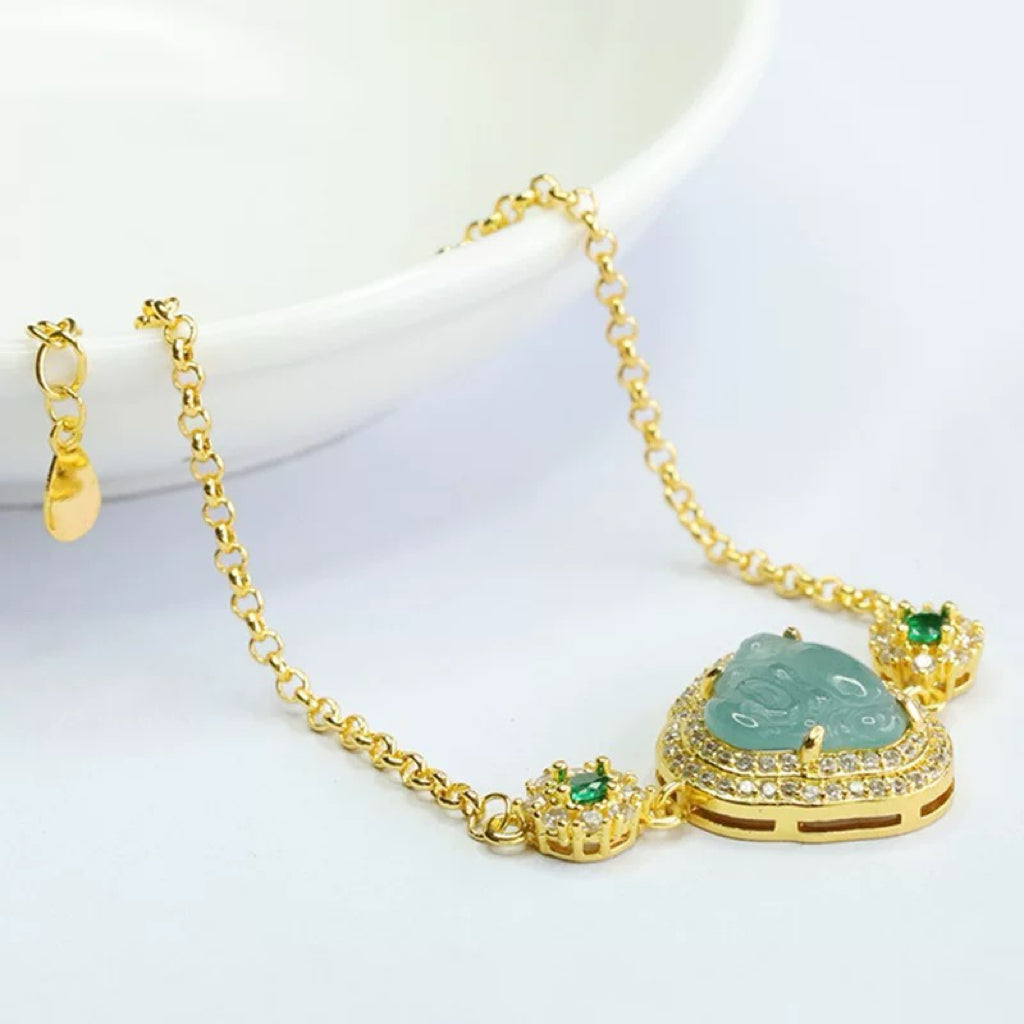 Jade Buddha Bracelet, 'Eternal Harmony'