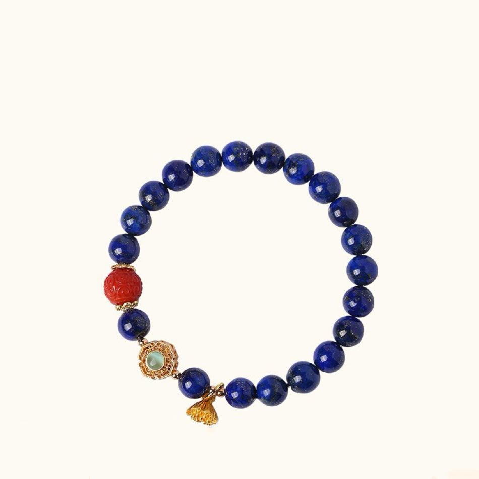 Lapis Lazuli & Red Agate Bracelet, 'Celestial Harmony'