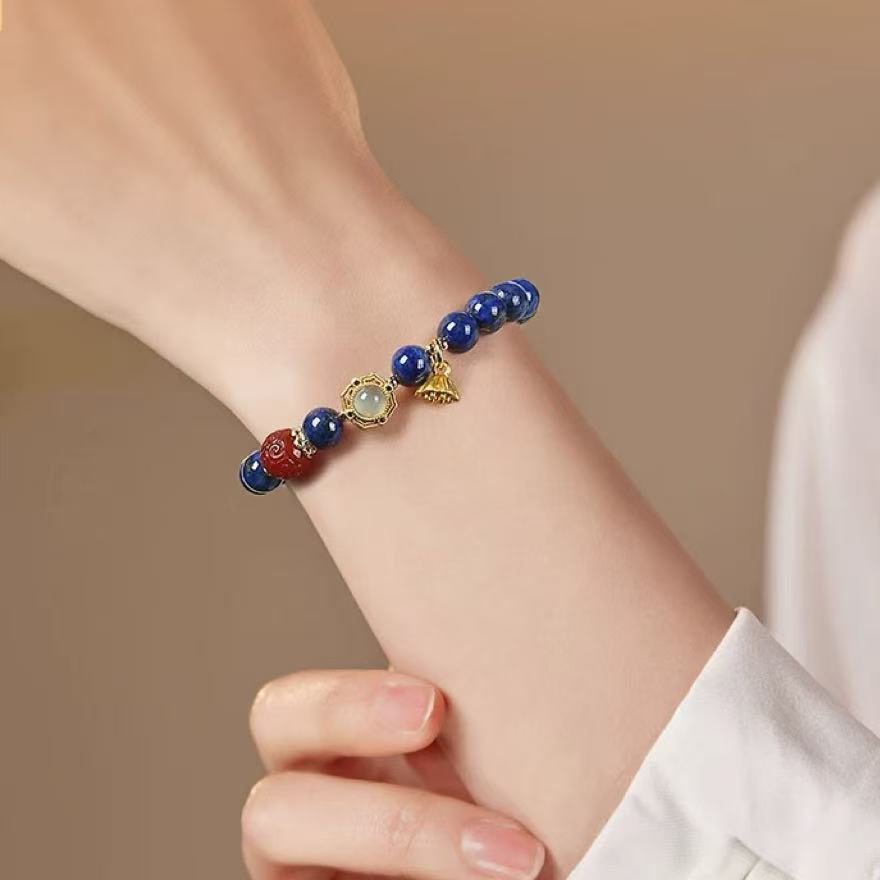 Lapis Lazuli & Red Agate Bracelet, 'Celestial Harmony'