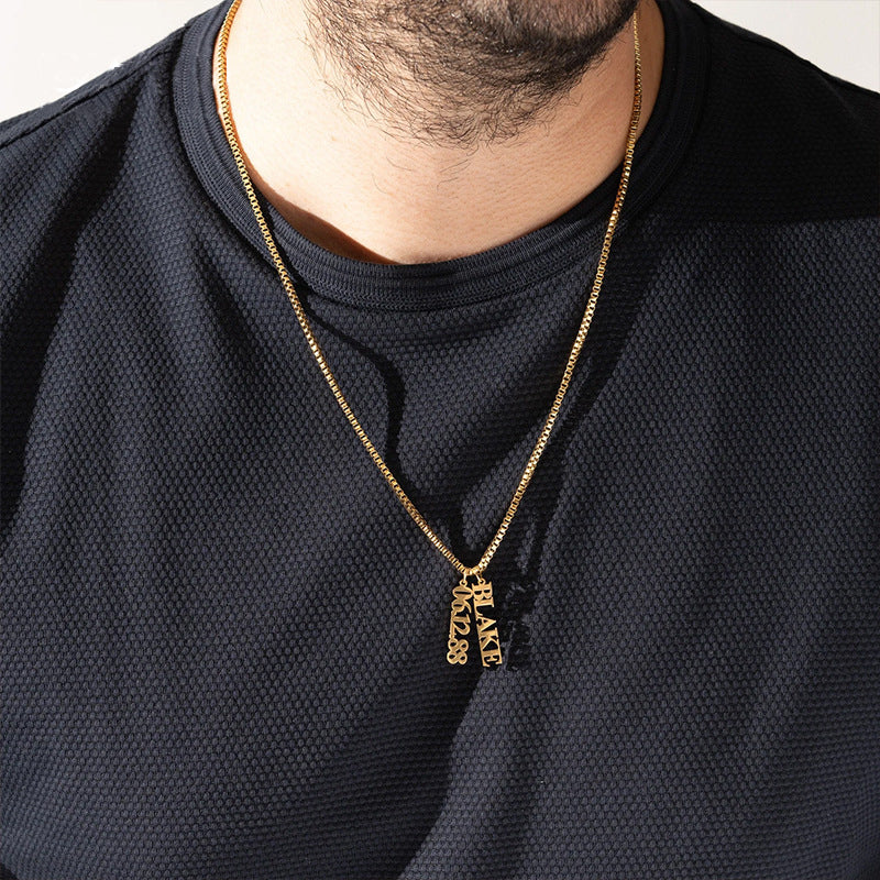 Men's Stainless Steel Name Necklace - Father's Day Gift - DIY Personalized Name Pendant