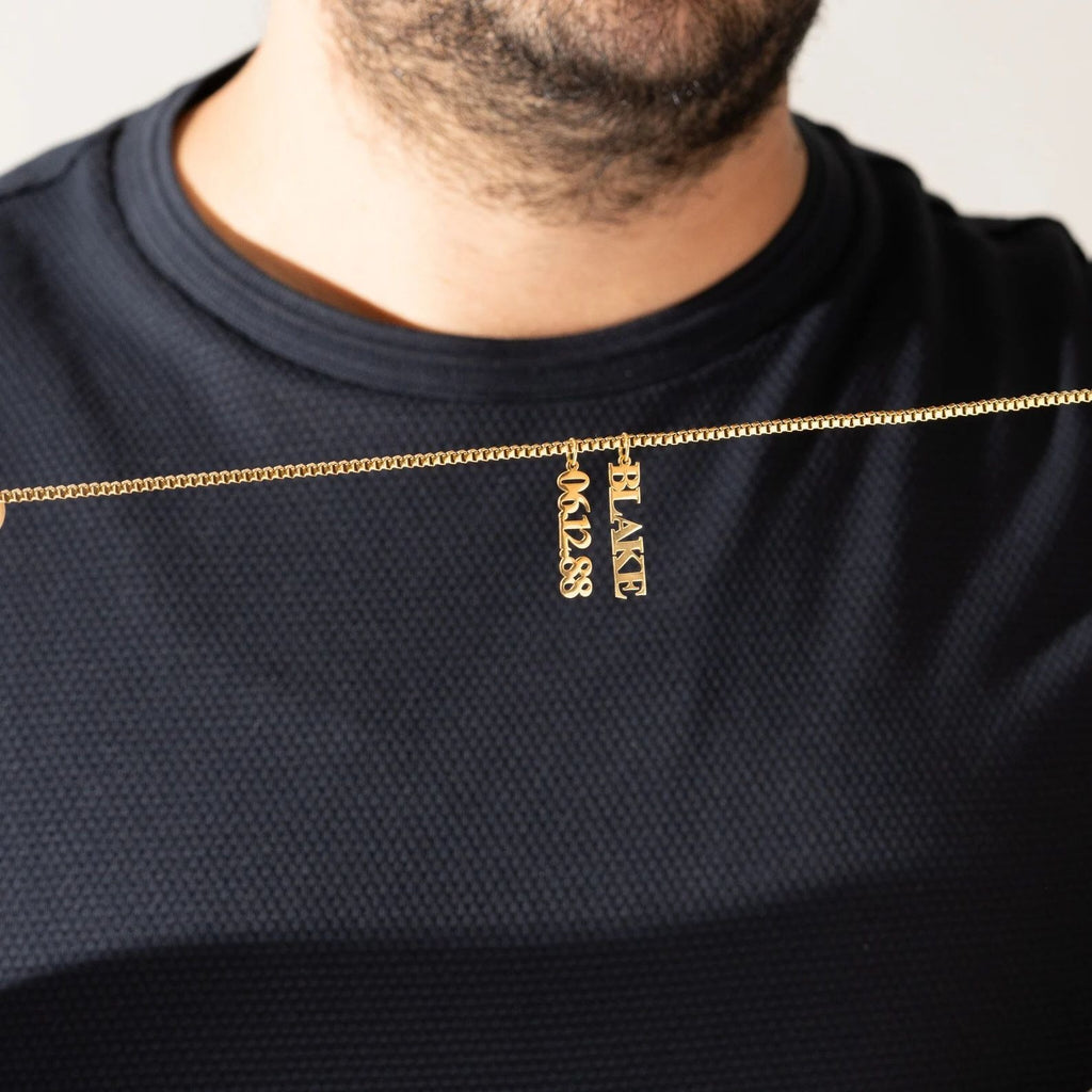 Men's Stainless Steel Name Necklace - Father's Day Gift - DIY Personalized Name Pendant