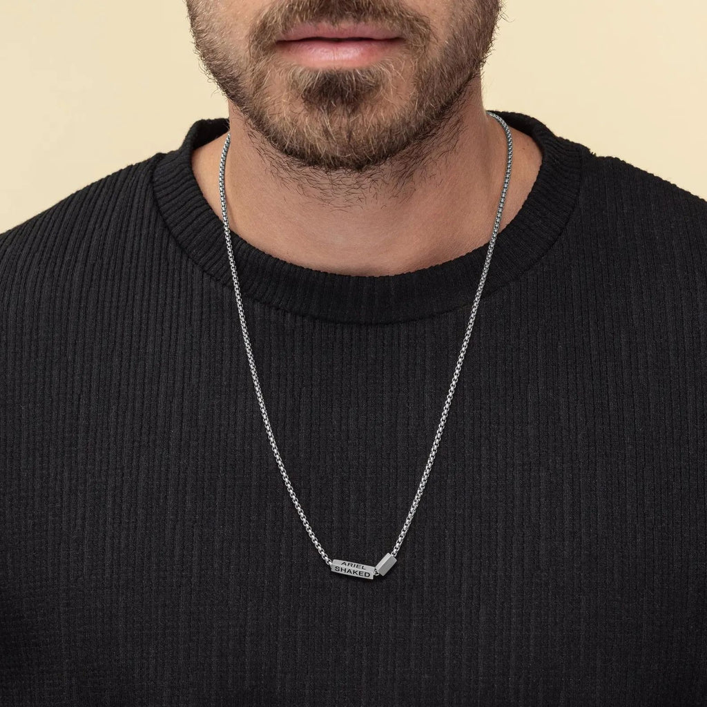 New Men's Stainless Steel Necklace | Father's Day DIY Name Pendant (18K Gold Plated)