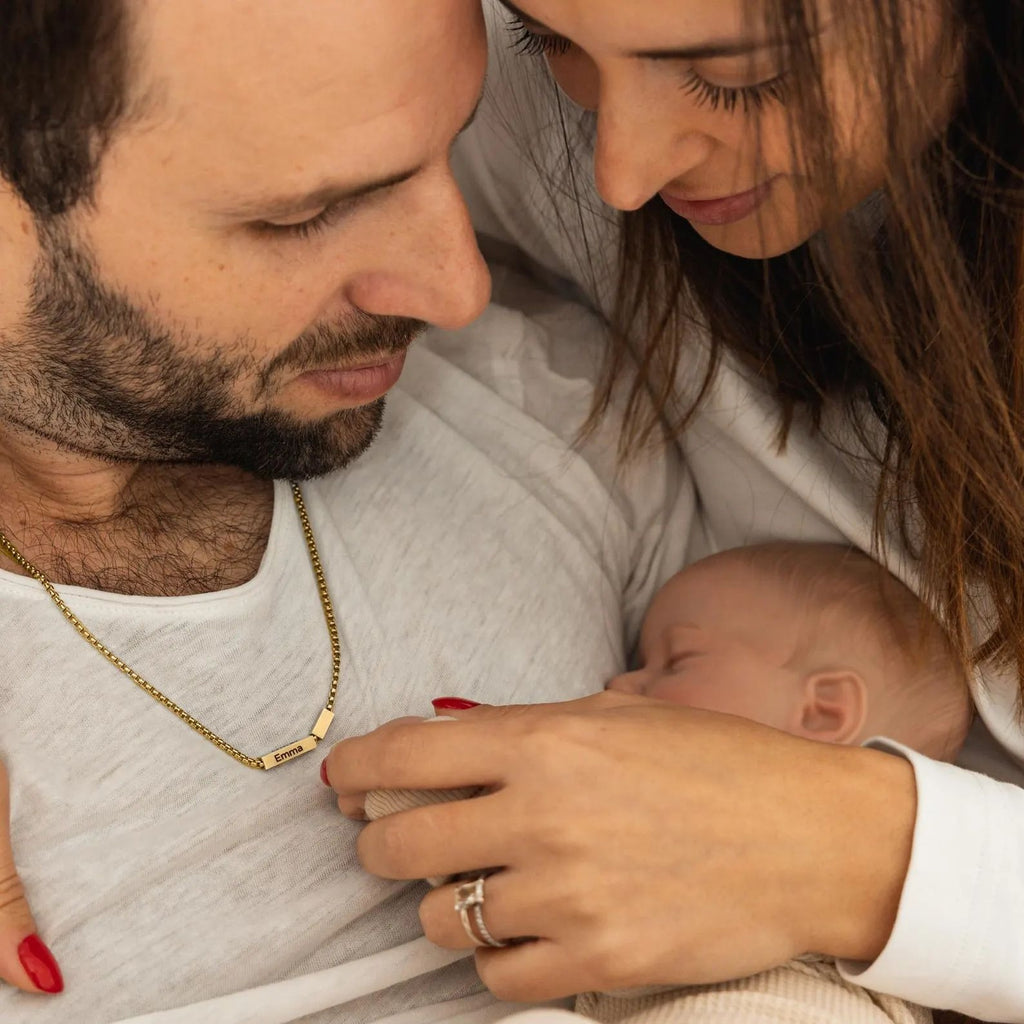 New Men's Stainless Steel Necklace | Father's Day DIY Name Pendant (18K Gold Plated)