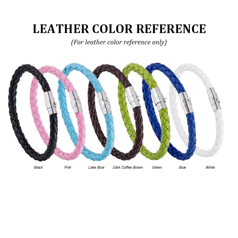 New Unisex Leather Bracelet - Magnetic Clasp - Stainless Steel DIY Letter Beads - Personalized