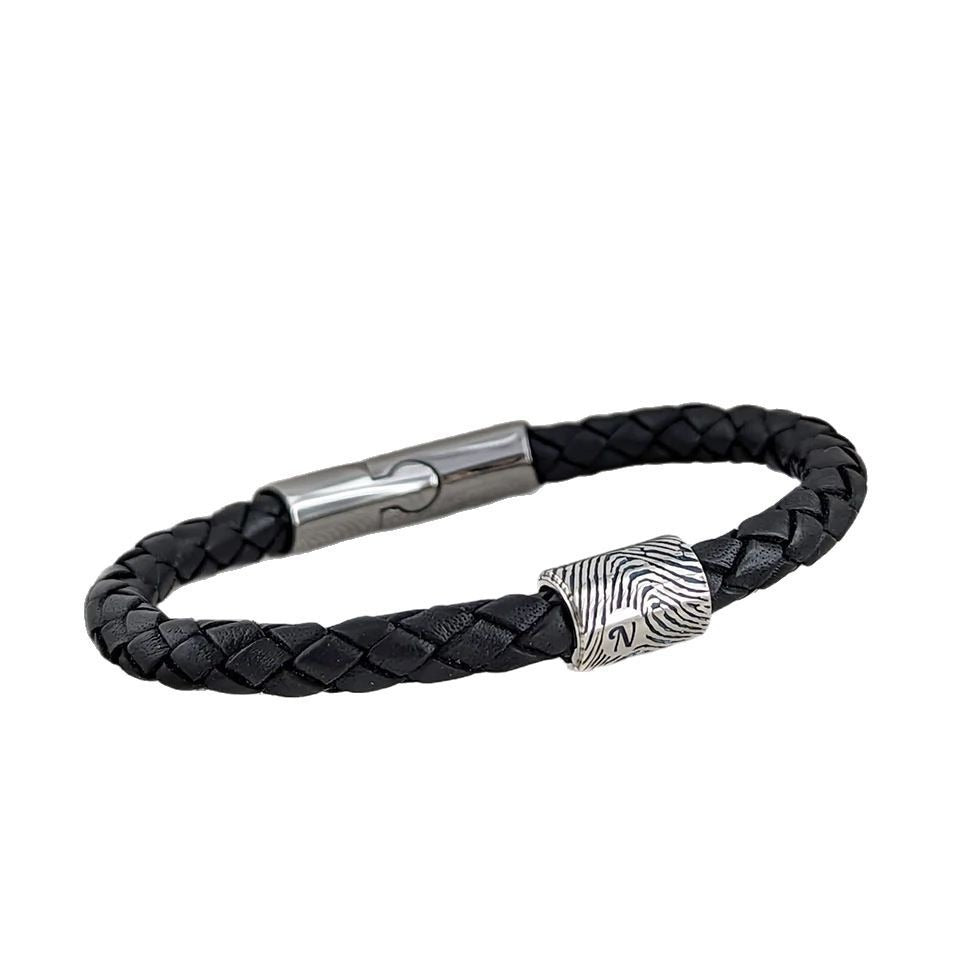 New Unisex Leather Bracelet - Magnetic Clasp - Stainless Steel DIY Letter Beads - Personalized