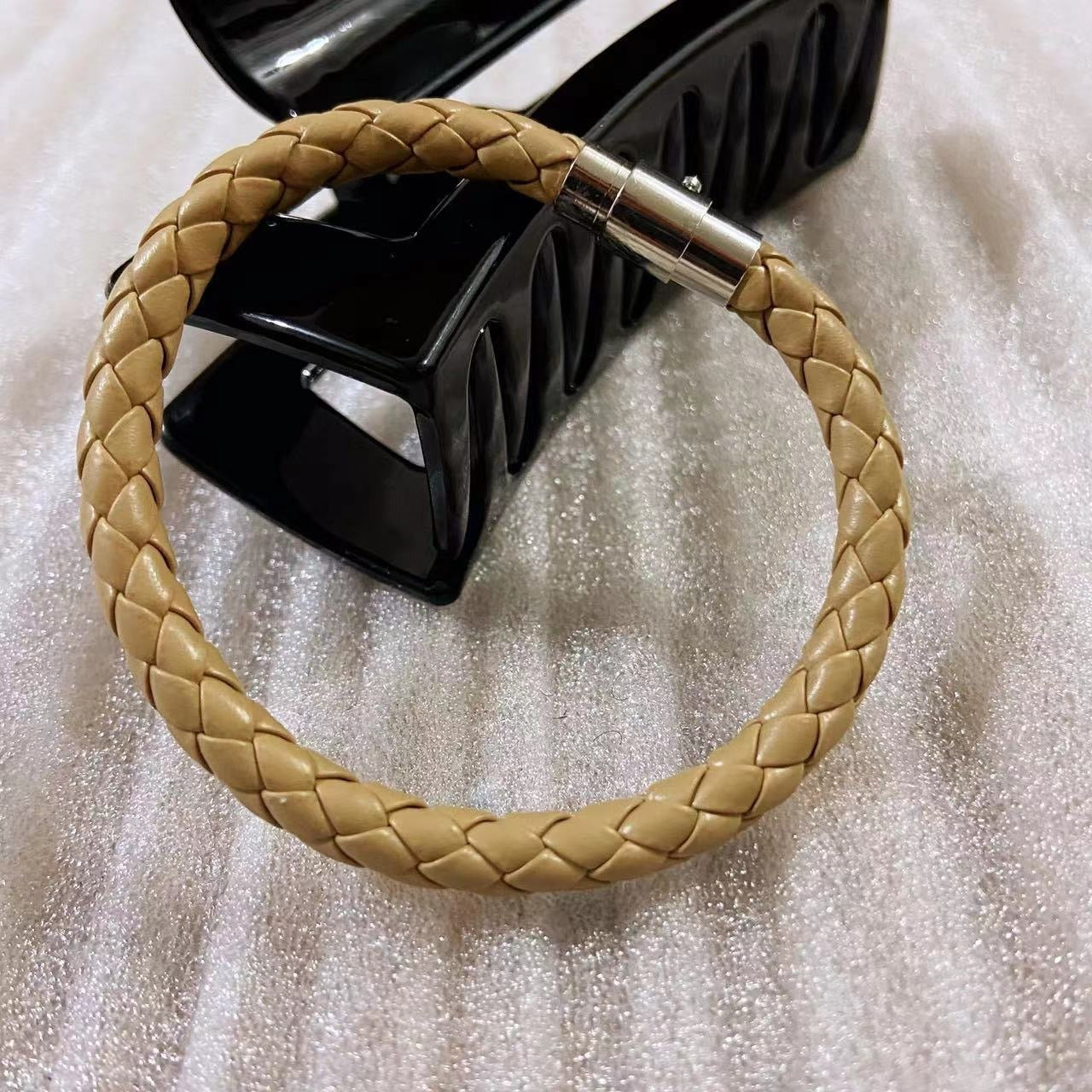 New Unisex Leather Bracelet - Magnetic Clasp - Stainless Steel DIY Letter Beads - Personalized