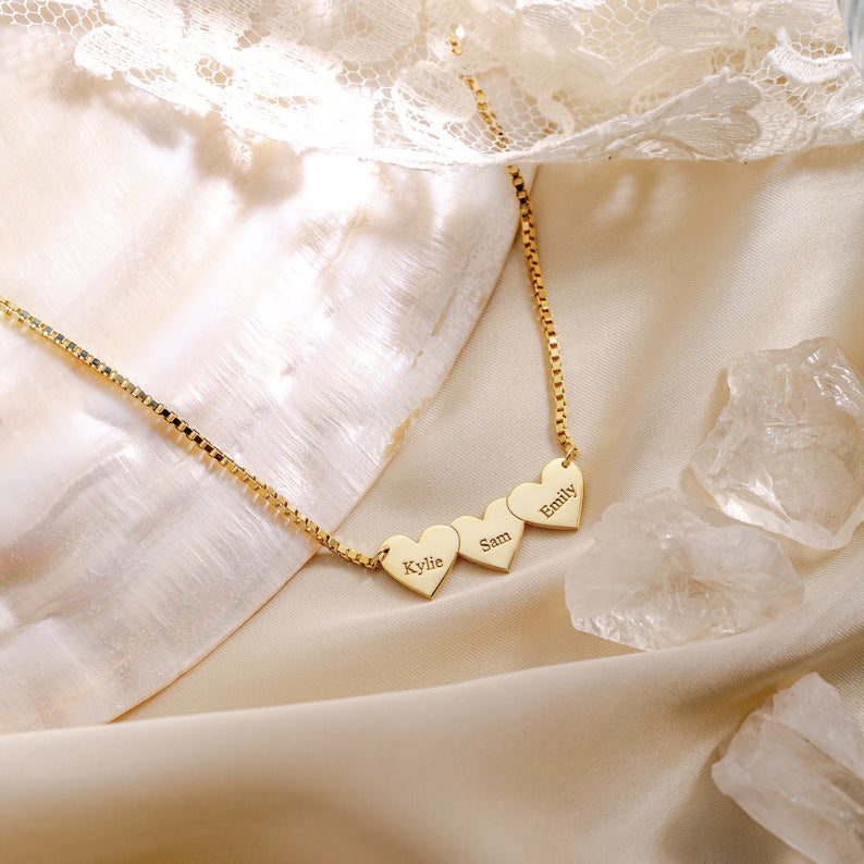 Niche Design 18K Gold Heart Necklace | Custom Engraved Name Jewelry for Women